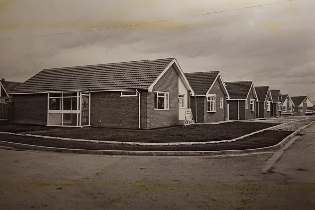 These bungalows were built in 1985 in Highfield Road by local builders John Halstead. They were priced at under £40,000 and had brick garages and 'full gas-fired central heating'