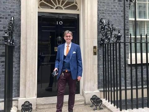 Coun Paul Galley outside Downing Street