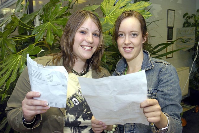 Michelle Gavagan and Louise Rigby at the Sixth Form College in 2004