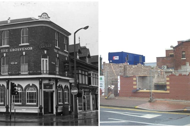 The Grosvenor Pub on the corner of Cookson Street contrasting with a new development currently underway