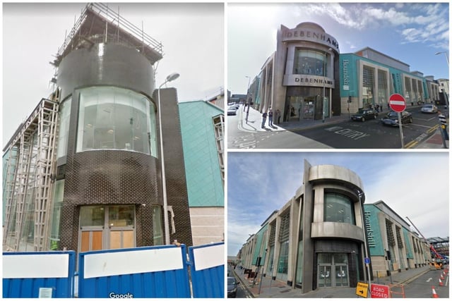 Three stages of Debenhams - going up in 2009, as a department store in 2016 and sadly, as it is now. An empty shop
