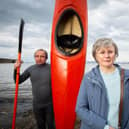 Monica Dolan as Anne Darwin and Eddie Marsan as John Darwin in the ITV true crime drama The Thief, His Wife and the Canoe