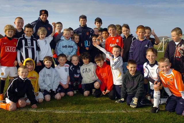 Blackpool FC stars John Hills and Wes Hoolahan were among the footballers holding a soccer school at King Edward and Queen Mary School in Ansdell