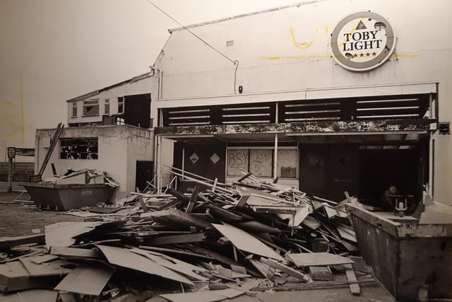 The caption on the back of this photo from 1985 reads 'Demolition work on the derelict Showboat night spot on Cleveleys Promenade is expected to be finished in three weeks. Workmen have almost complete gutting the inside of the building and hope to start on the main structure next week'