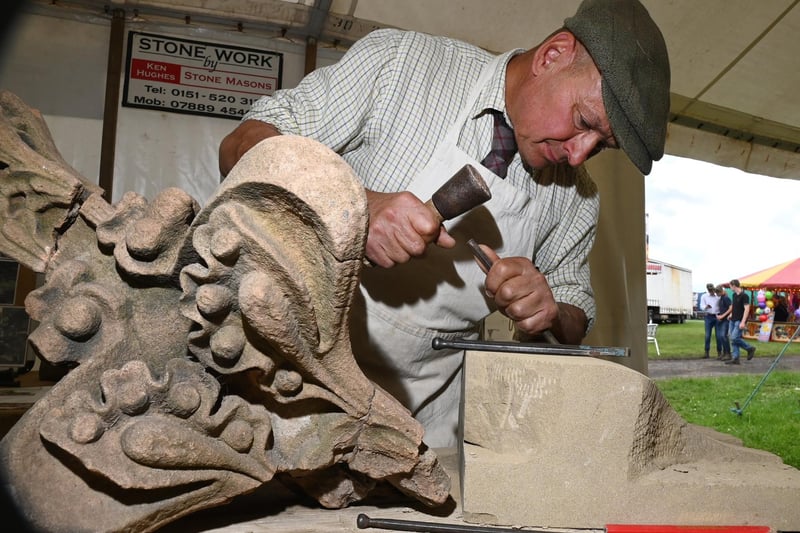 LANCASHIRE POST - BLACKPOOL GAZETTE - 15-07-23  The annual Great Eccleston Show, a two-day event showcasing all things rural.  With demonstrations, competitions, arts, crafts, horticulture and agriculture.  Stone mason Ken Hughes demonstrates his work.