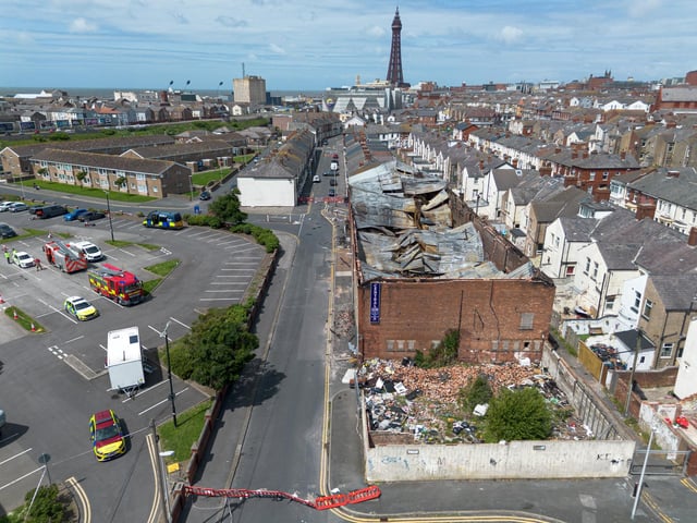Aftermath of a fire at the Central Club on Kent Road in Blackpool