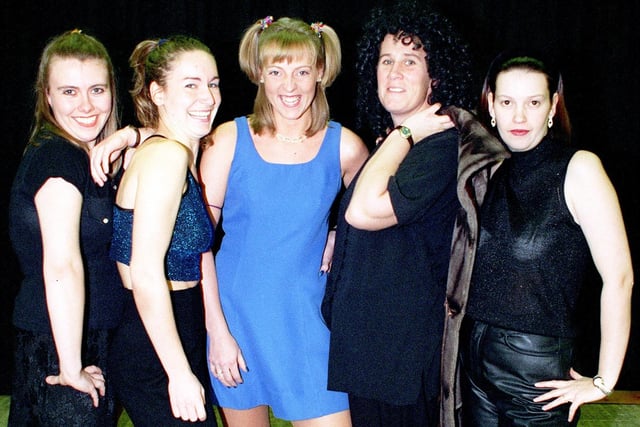 Teachers at Montgomery School in Bispham dressed as the Spice Girls, 1997
Pic L-R: Shirley Gaskell (ginger spice), Vanessa Osman (sporty), Karen Dryden (baby), Jo Miller (scary), and Clare Brownhill (posh).