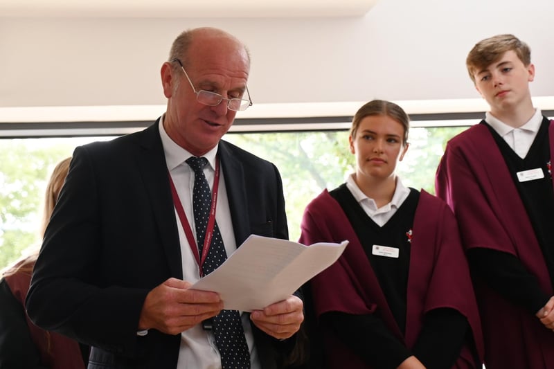 Mr Armfield made a speech at the official opening of the school sports hall which has been named after him
