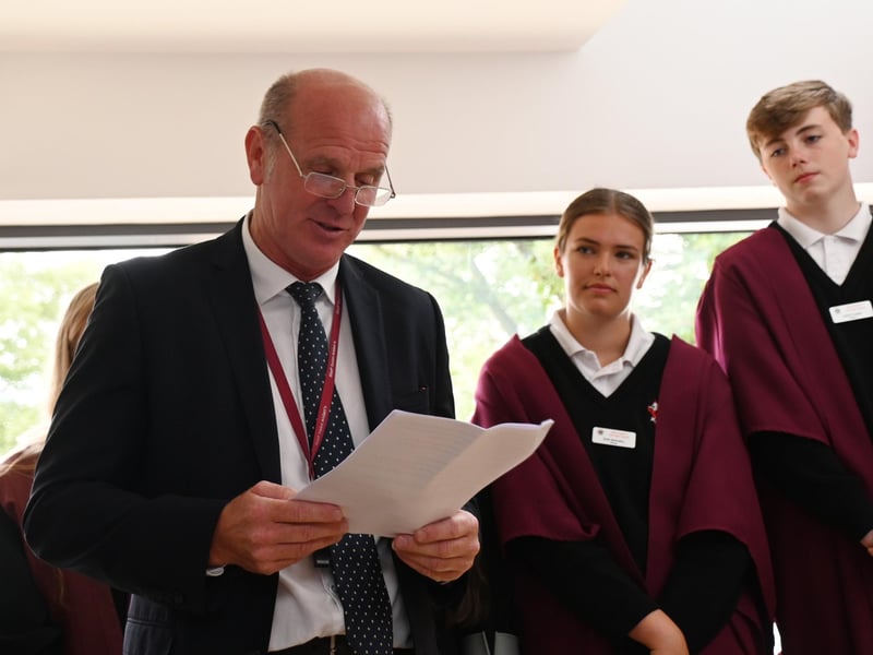 Mr Armfield made a speech at the official opening of the school sports hall which has been named after him