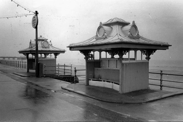 Some of the Grade II listed shelters which had special historical interest on Blackpool Promenade were moved whilst sea defence work was completed in 1983