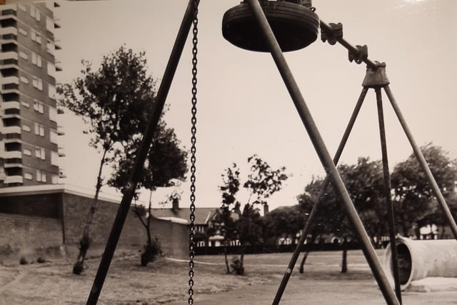 Swings at Collingwood Avenue in Layton, 1975