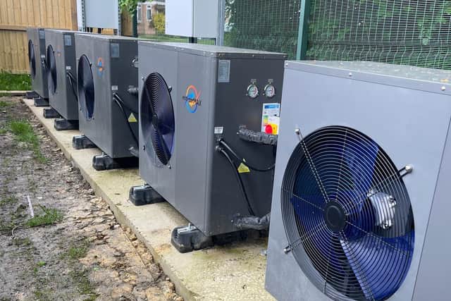 The low carbon air source heat pumps installed at the school.