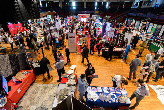 The scene inside Preston Guild hall. From Caribbean queens to prize draws, challenges and party games, exhibitor stands excelled in delegate engagement, making Lancashire Business Expo the fun and interactive expo that delegates have come to expect.