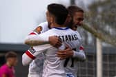 Tyler Roberts celebrates scoring AFC Fylde's opener against Gateshead in November Picture: AFC Fylde