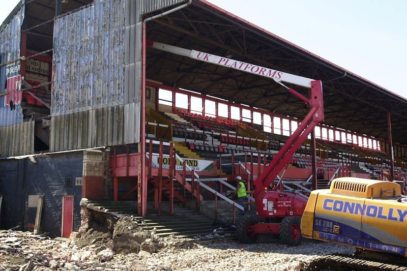 Stand being demolished at Blackpool Football Club in 2003