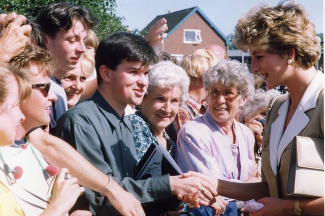 Crowds near Trinity Hospice welcome Princess Diana in 1992