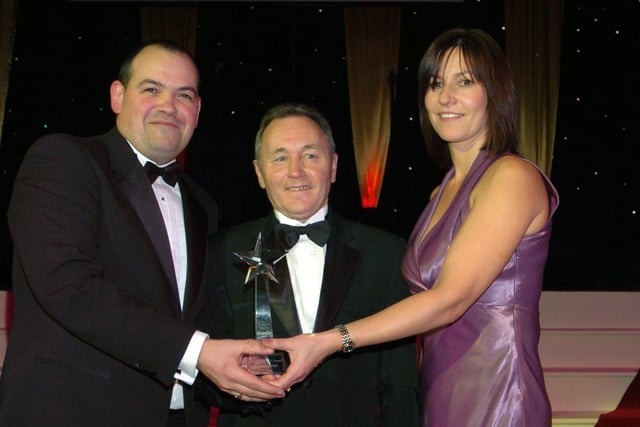 This was Blackpool Tourism Awards at the Tower Ballroom in 2006. Pictured are Blackpool Conference and Exhibition Hotels secretary Derrick Ellershaw (centre) presenting the award to Nicola Heaslip and Steve Boricic