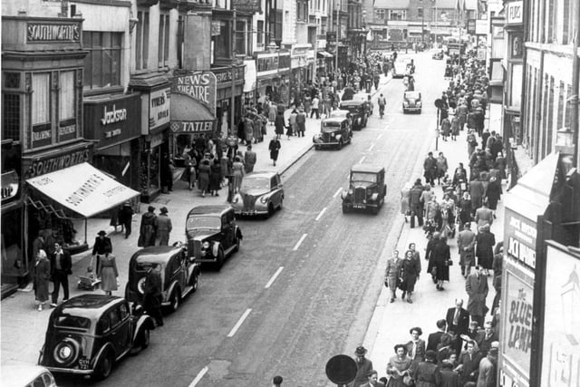 Church Street looking towards St John's Church in the 1950s when traffic still moved freely and parking was available outside the shops