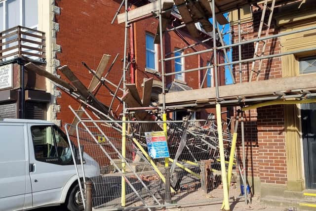 Two casualties, including a man in his 30s, suffered multiple injuries and were taken to hospital after scaffolding collapsed in Lytham Road, Blackpool at around 4.45pm on Monday, April 3