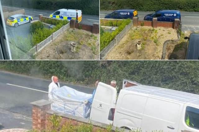 Police and CSI seen removing evidence from a home in Staining Road, Blackpool on Friday, August 4
