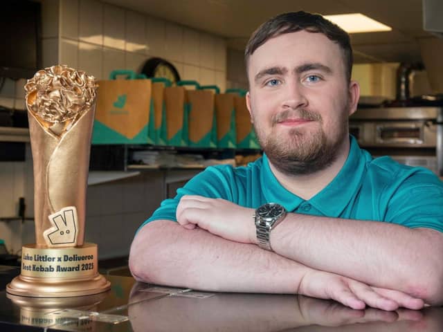 Bullseye: Darts star Luke Littler joins Deliveroo in search for the nation’s bext kebab.