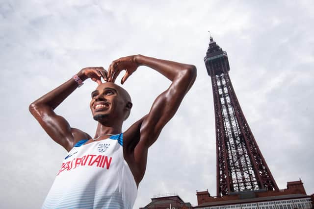 A waxwork of Sir Mo Farah on the Comedy Carpet with his Great North Run kit to mark his final competitive race.