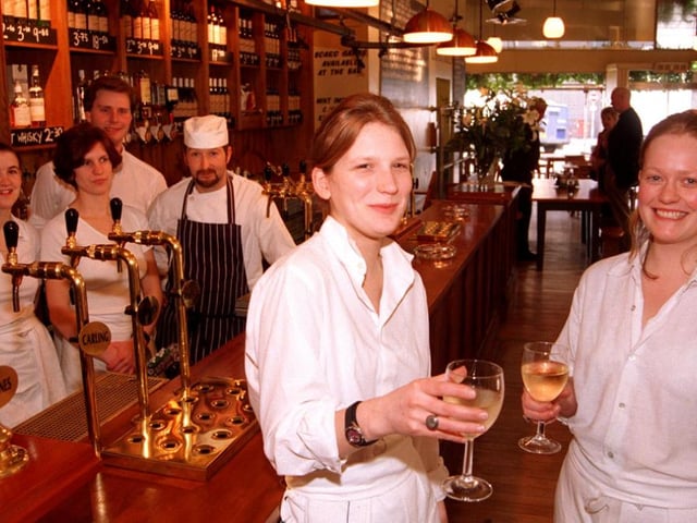 Staff at the All Bar One in Leopold Street in 1997 this side of the bar left to right bar manager Ruth Soloway and assistant manager Clare Image