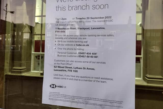 A notice at the branch advising of the closure