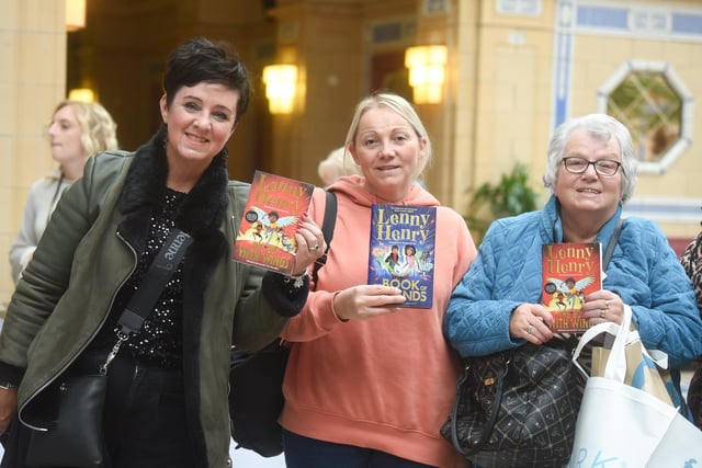 Fans with their signed Lenny Henry books.