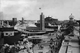 A great aerial scene of Blackpool Pleasure Beach in 1935