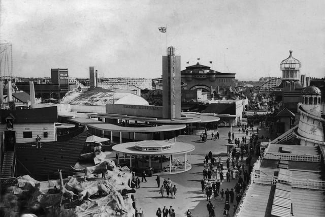 A great aerial scene of Blackpool Pleasure Beach in 1935