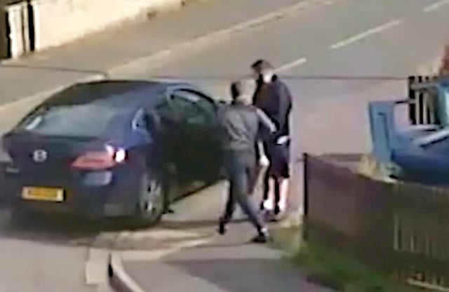 The footage showed the criminals quickly removing the valuable exhaust component