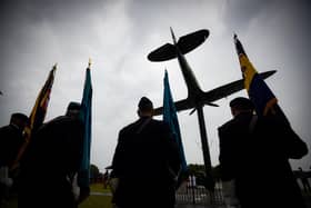 A memorial service at Fairhaven Lake marked the 80th anniversary of the loss of Sgt Alan Lever-Ridings with a Hurricane flypast