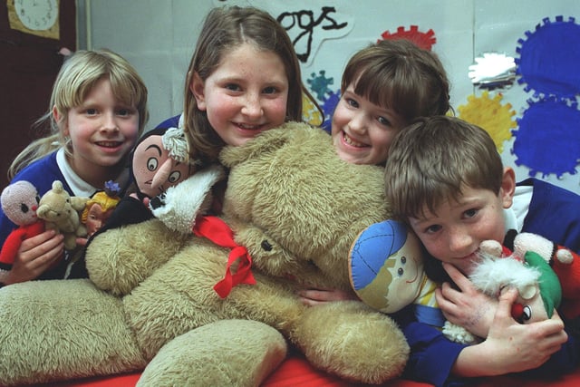 Black in January 1998, these pupils from Our Lady Star of the Sea Primary School in St Annes generously sold their toys for the Blue Peter Appeal (left to right) Zoe Morrison 7, Tania Morrison 9, Philippa Shellard 8, Malachi Shellard 9.