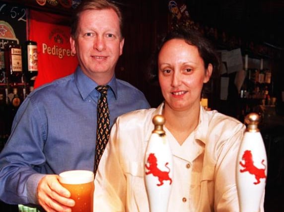 Pictured at The Red Lion pub, London Road, Heeley back in 1997 was landlord David Tullerfield and wife Sharon