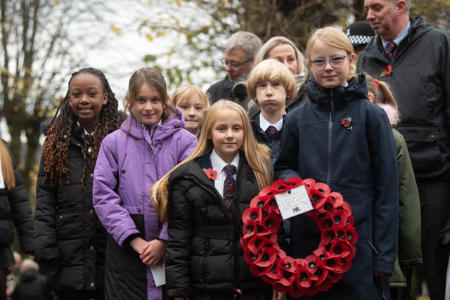 Youngsters pay tribute to the fallen at the Kirkham Remembrance Day Service