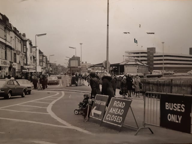 There was a diversion in place in this photo where Central Drive meets Bank Hey Street and Albert Road. Central car park to the right
