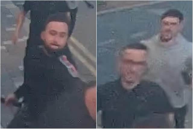 Do you recognise these three men? Officers want to speak to them in connection with an assault in Blackpool (Credit: Lancashire Police)