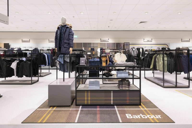 The Barbour concession inside the new Frasers department store at Houndshill Shopping Centre, Blackpool