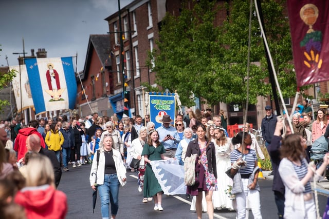 A colourful scene from the Kirkham and Wesham Club Day procession.