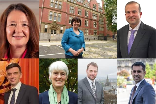 The Lancashire council leaders who do not want a local authority shake-up - [clockwise from top left] Karen Buckley (Conservative, Fylde);  Phillippa Williamson (Conservative, Lancashire County Council);  Asjad Mahmood (Independent, Pendle);  Afrasiab Anwar (Independent, Burnley);  Stephen Atkinson (Conservative, Ribble Valley);  Caroline Jackson (Green Party, Lancaster); and Michael Vincent (Conservative, Wyre)