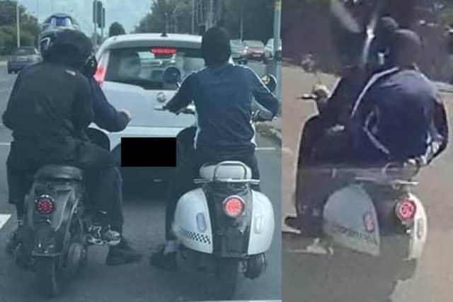 Police want to identify these people after a scooter was stolen in Blackpool (Credit: Lancashire Police)