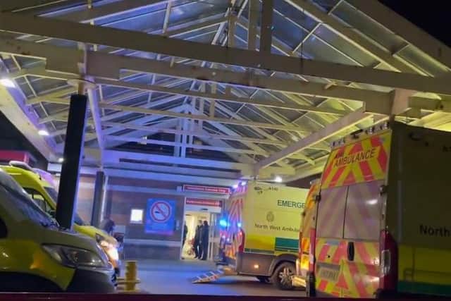 There was a backlog of 14 ambulances outside Blackpool Victoria Hospital on Sunday evening, November 27.