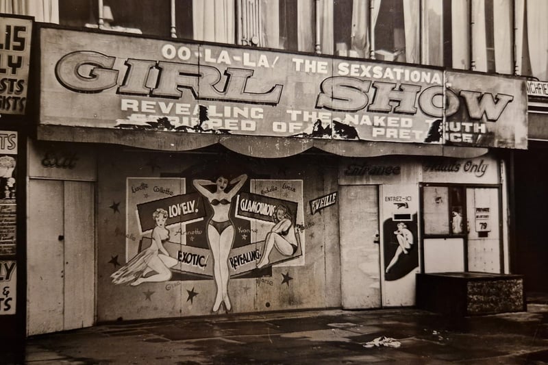 This was taken way back in 1956. The caption on the back of the photo reads 'These hoardings recall some of the shows to be seen on 'Blackpool's Holden Mile' last summer. Representations have been made to the Town Council to rid the area of shows alleged to exploit sex'