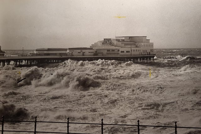 Gales and high tides in 1982 batter North Pier