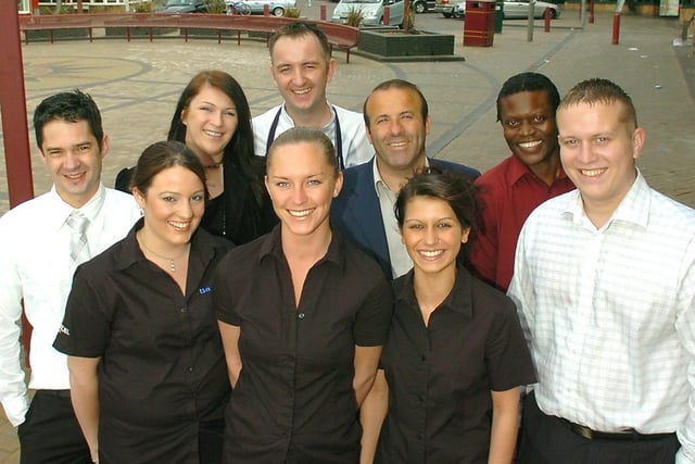 These were the guys serving the drinks at the Queen Street venues in 2007. From left, Nathan Driver (Walkabout), Kirsty Gregg and Lisa Street (Bar 19), Chanelle Reed (Litten Tree), behind is Neil Sedgewick (Septembers), Nunzio (Nunzio's), Samantha Dunn (Litten Tree), Ronnie and Wes Davies (Tapas Bar/FY1).