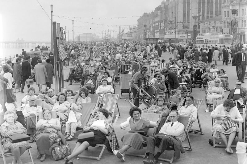 Crowded Blackpool beach in the 1960s