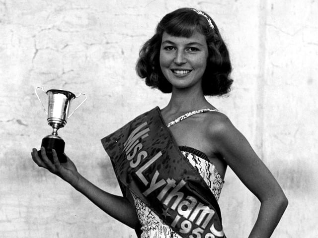 Marion Fall after being crowned Miss Lytham in 1958