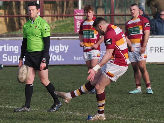 Success with the boot gave Fylde a last-gasp win over Sheffield Picture: Chris Farrow/Fylde RFC