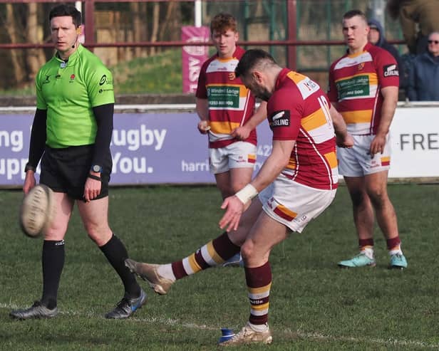 Success with the boot gave Fylde a last-gasp win over Sheffield Picture: Chris Farrow/Fylde RFC